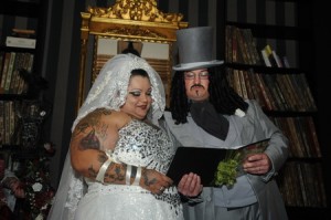 big white wedding with gothic flavour